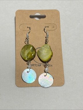 Green Mother of Pearl Shell Earrings
